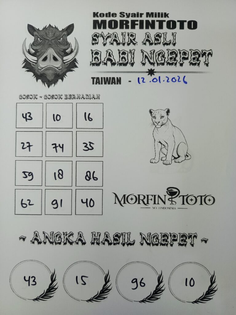 IR TOGEL SUZANA  TAIWAN 12 JANUARI 2026