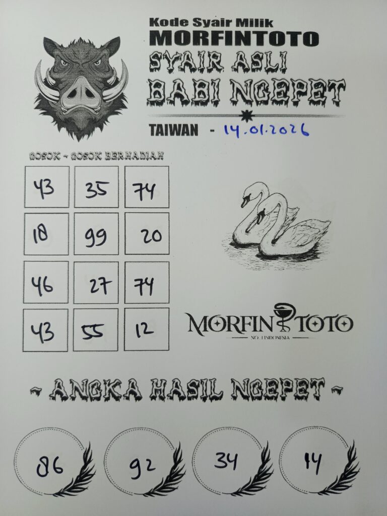 SYAIR TOGEL BABI NGEPET TAIWAN 14 JANUARI 2026