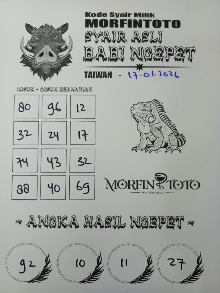 SYAIR TOGEL BABI NGEPET TAIWAN 17 JANUARI 2026