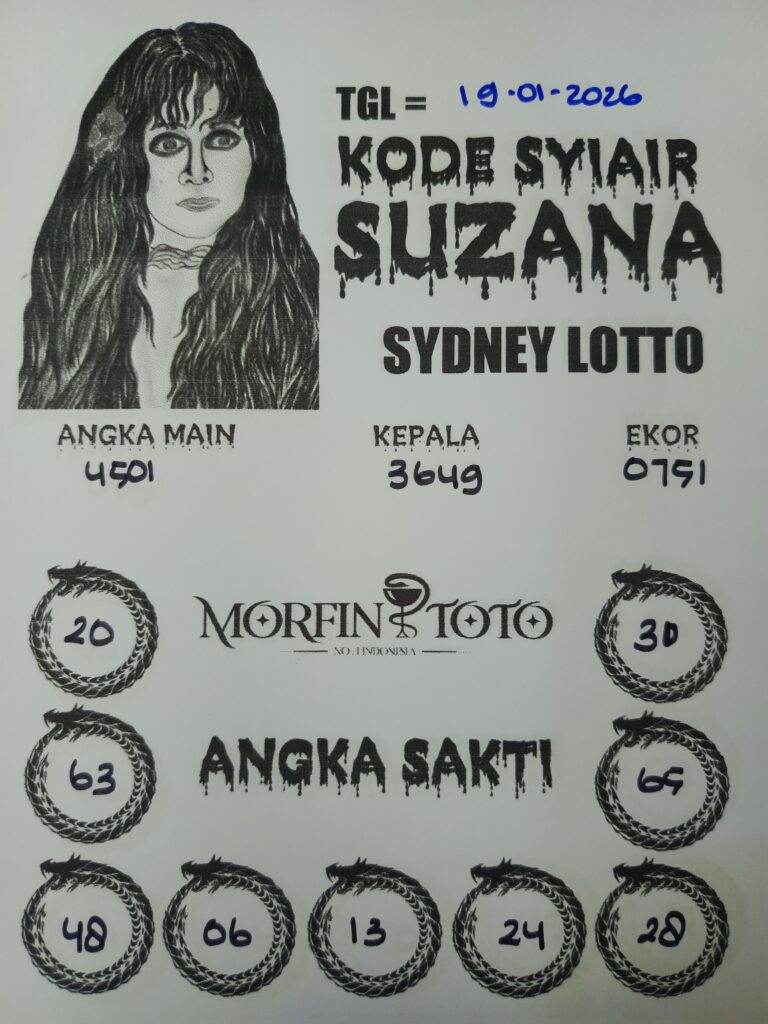 SYAIR TOGEL SUZANA SYDNEY LOTTO 19 JANUARI 2026