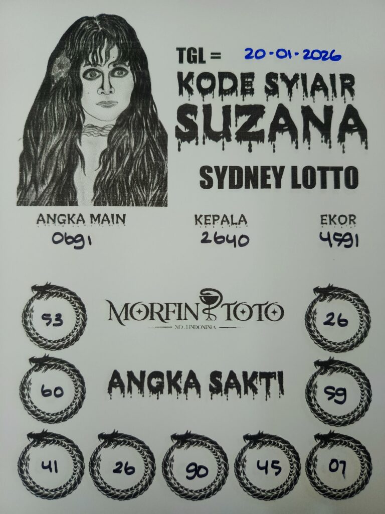 SYAIR TOGEL SUZANA SYDNEY LOTTO 20 JANUARI 2026
