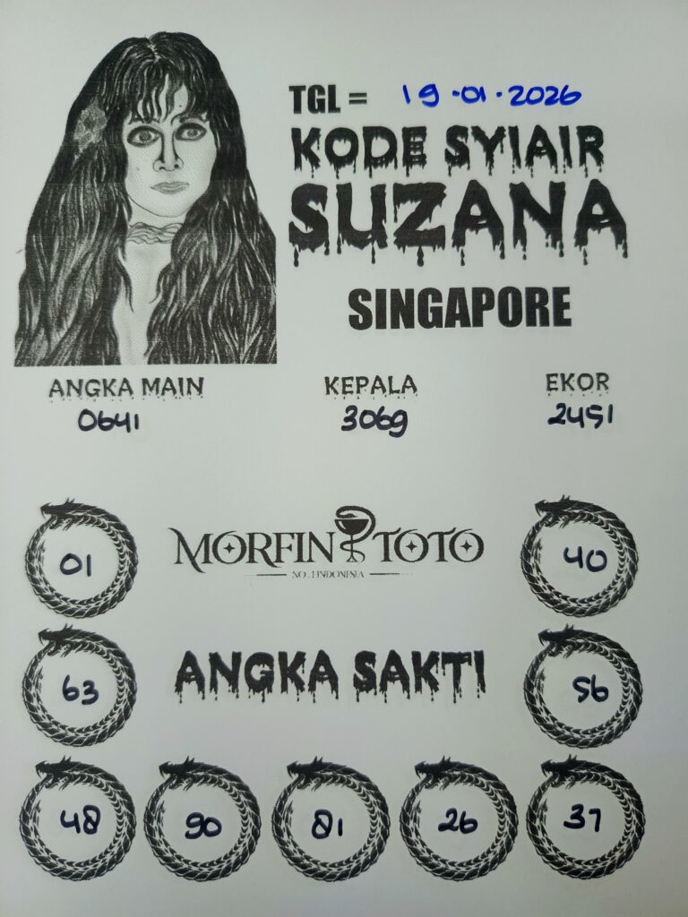 SYAIR TOGEL SUZANA  SINGAPORE POOLS 19 JANUARI 2026
