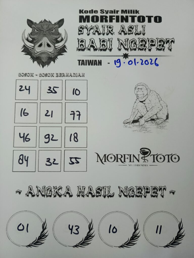SYAIR TOGEL BABI NGEPET TAIWAN 19 JANUARI 2026