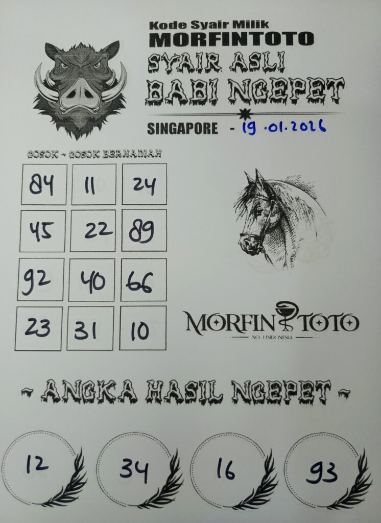 SYAIR TOGEL BABI NGEPET SINGAPORE POOLS 19 JANUARI 2026