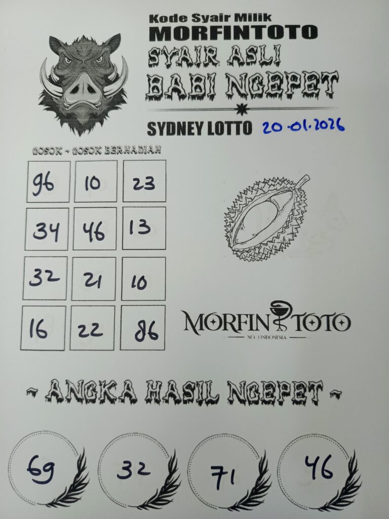 SYAIR TOGEL BABI NGEPET SYDNEY LOTTO 20 JANUARI 2026