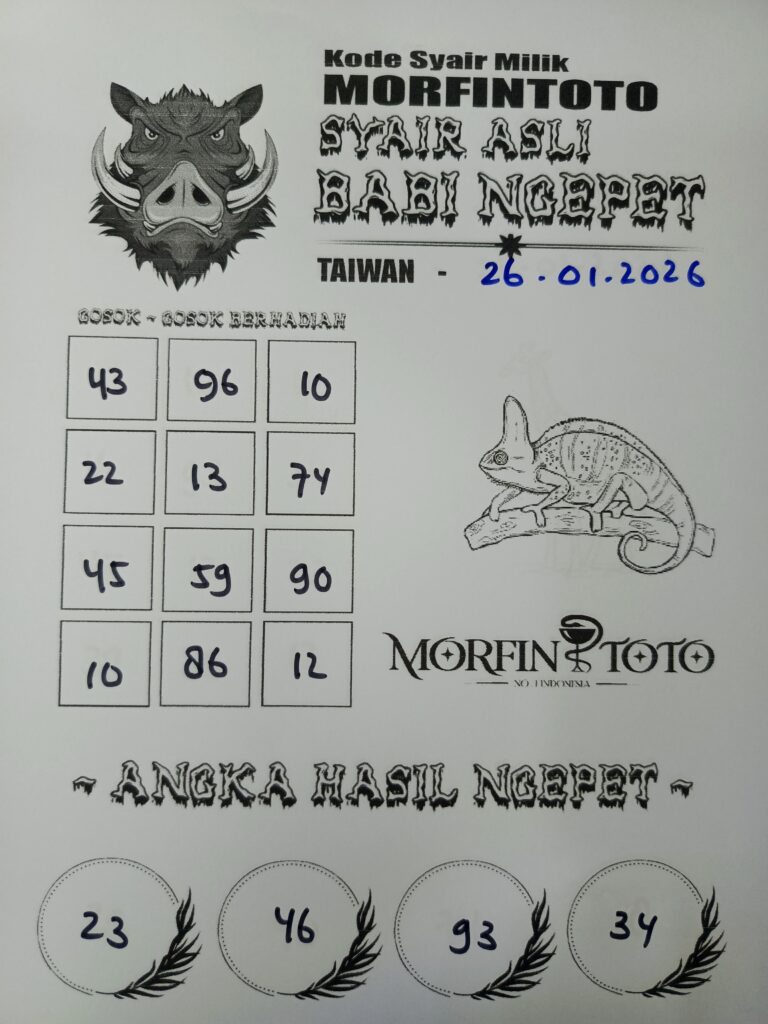 SYAIR TOGEL BABI NGEPET TAIWAN 26 JANUARI 2026