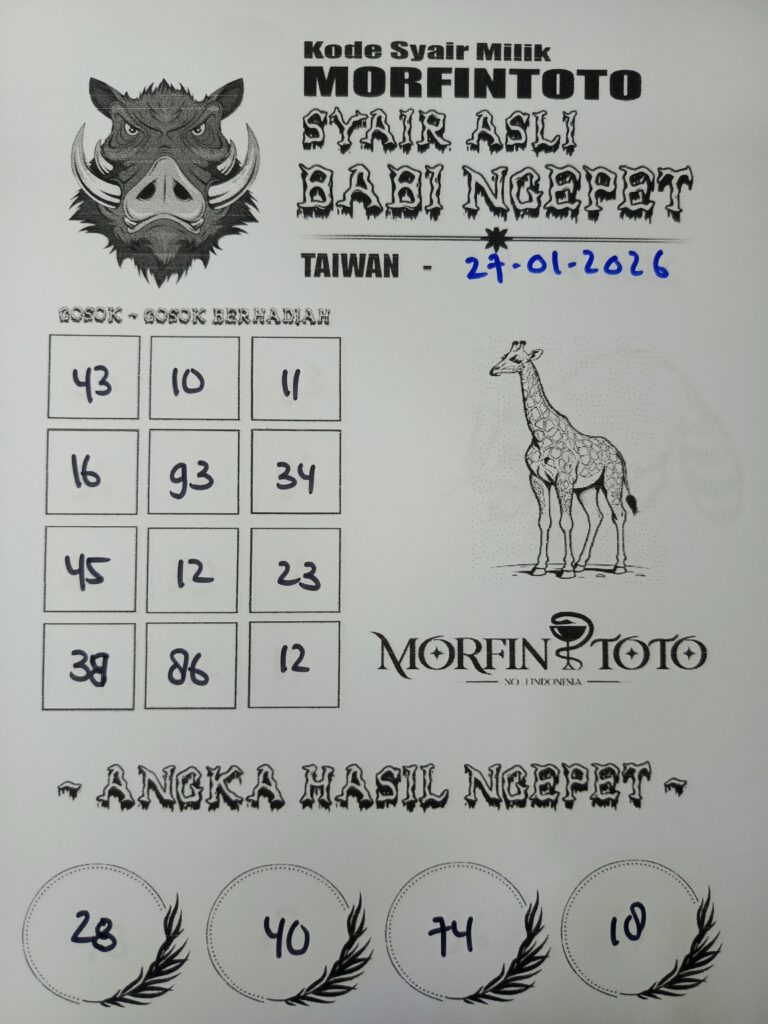 SYAIR TOGEL BABI NGEPET TAIWAN 27 JANUARI 2026