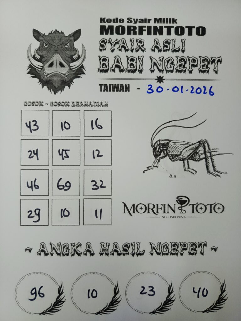 SYAIR TOGEL BABI NGEPET TAIWAN 30 JANUARI 2026