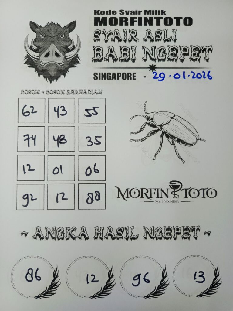 SYAIR TOGEL BABI NGEPET SINGAPORE POOLS 29 JANUARI 2026