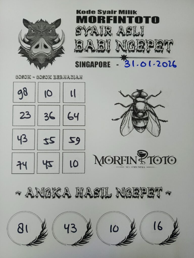 SYAIR TOGEL BABI NGEPET SINGAPORE POOLS 31 JANUARI 2026