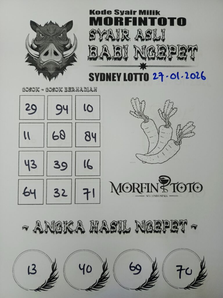 SYAIR TOGEL BABI NGEPET SYDNEY LOTTO 27 JANUARI 2026