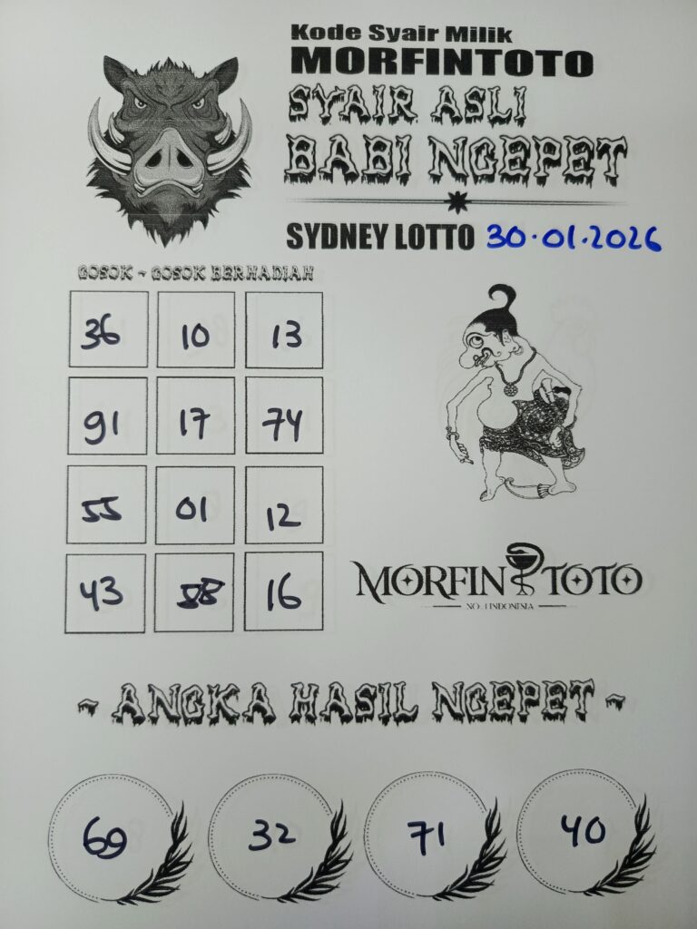 SYAIR TOGEL BABI NGEPET SYDNEY LOTTO 30 JANUARI 2026