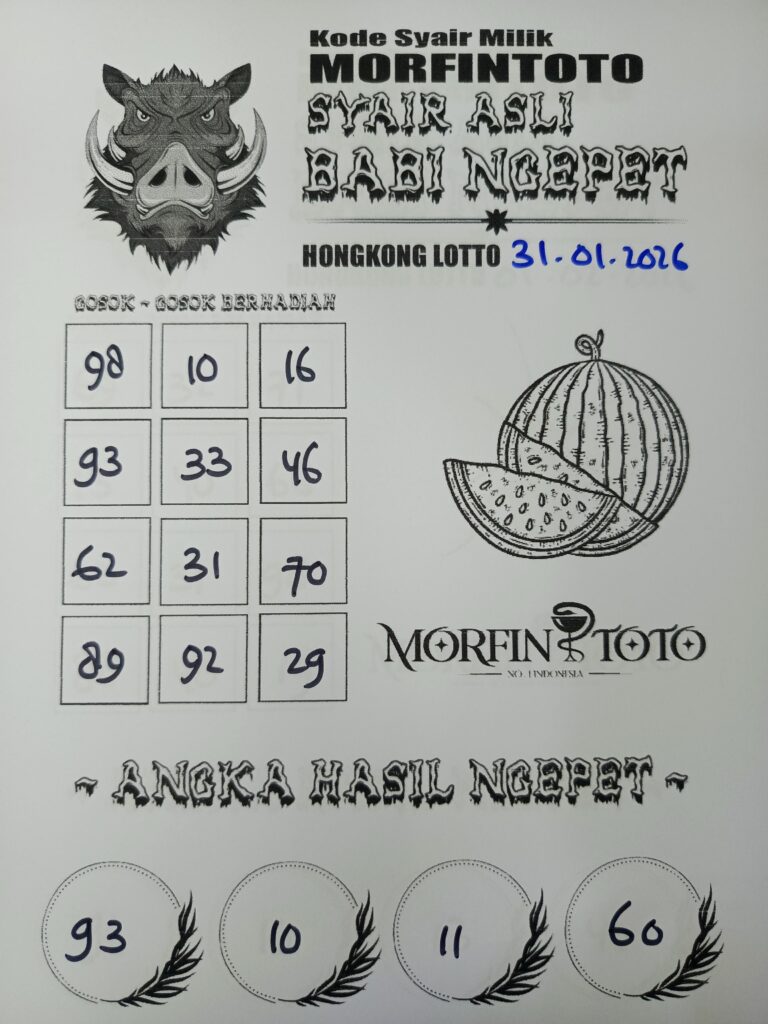 SYAIR TOGEL BABI NGEPET HONGKONG LOTTO 31 JANUARI 2026