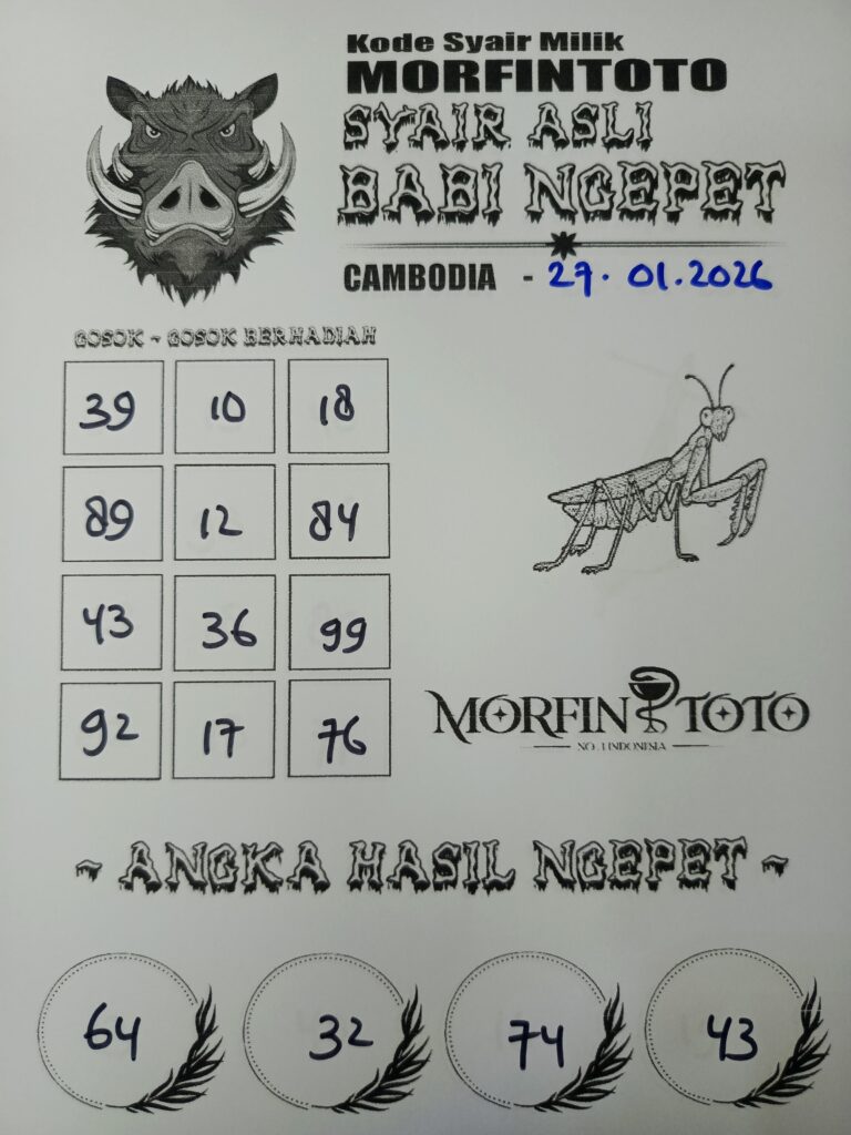 SYAIR TOGEL BABI NGEPET CAMBODIA 27 JANUARI 2026