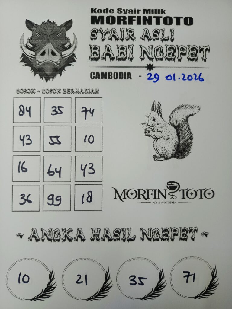 SYAIR TOGEL BABI NGEPET CAMBODIA 29 JANUARI 2026