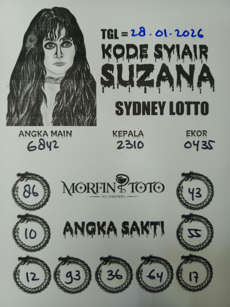 SYAIR TOGEL SUZANA SYDNEY LOTTO 28 JANUARI 2026