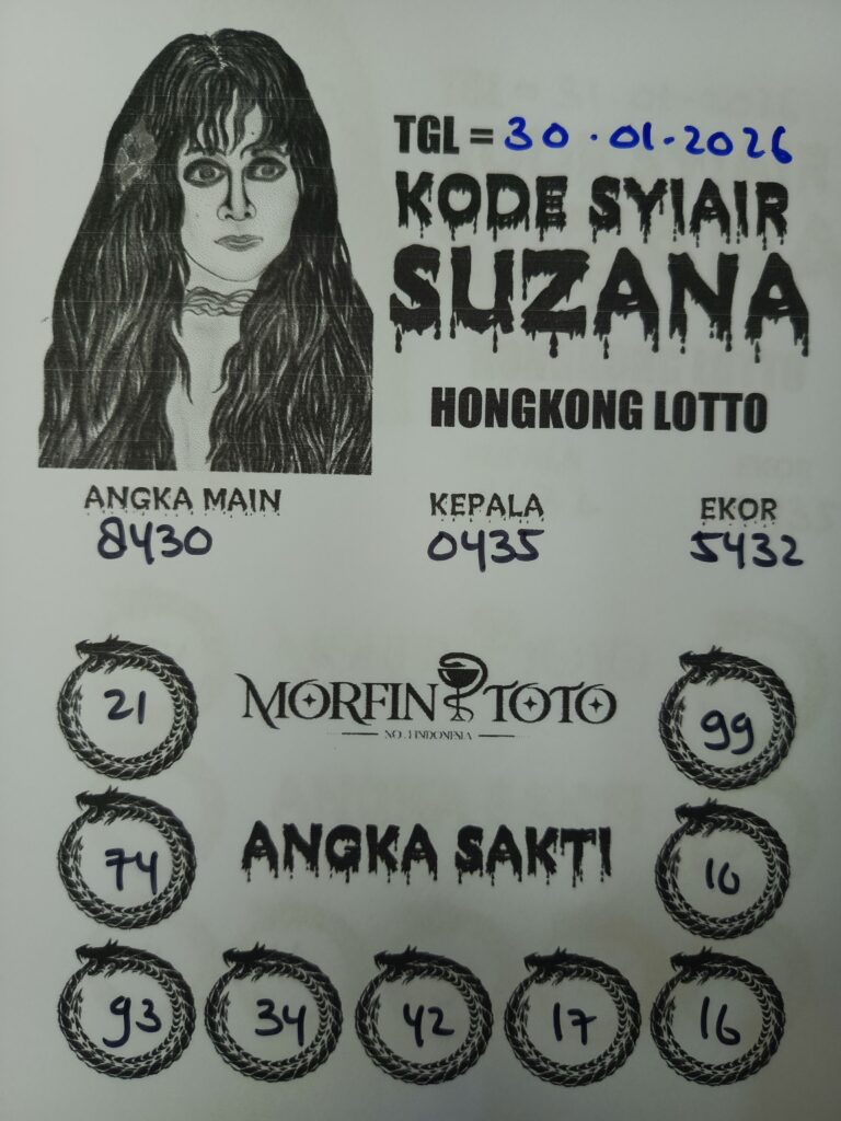 SYAIR TOGEL SUZANA  HONGKONG LOTTO 30 JANUARI 2026
