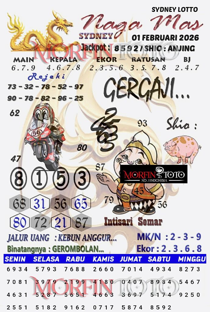 SYAIR TOGEL NAGA MAS SYDNEY LOTTO 01 FEBRUARI 2026