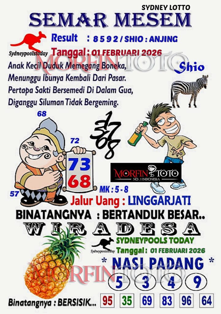 SYAIR TOGEL SEMAR MESEM SYDNEY LOTTO 01 FEBRUARI 2026