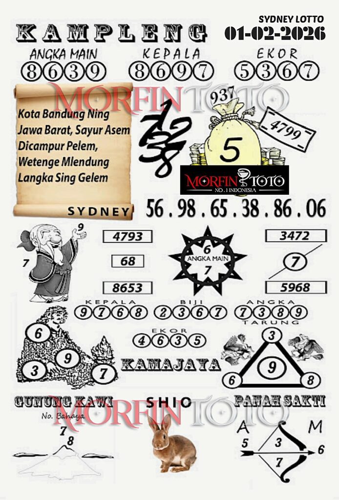 SYAIR TOGEL KAMPLENG SYDNEY LOTTO 01 FEBRUARI 2026