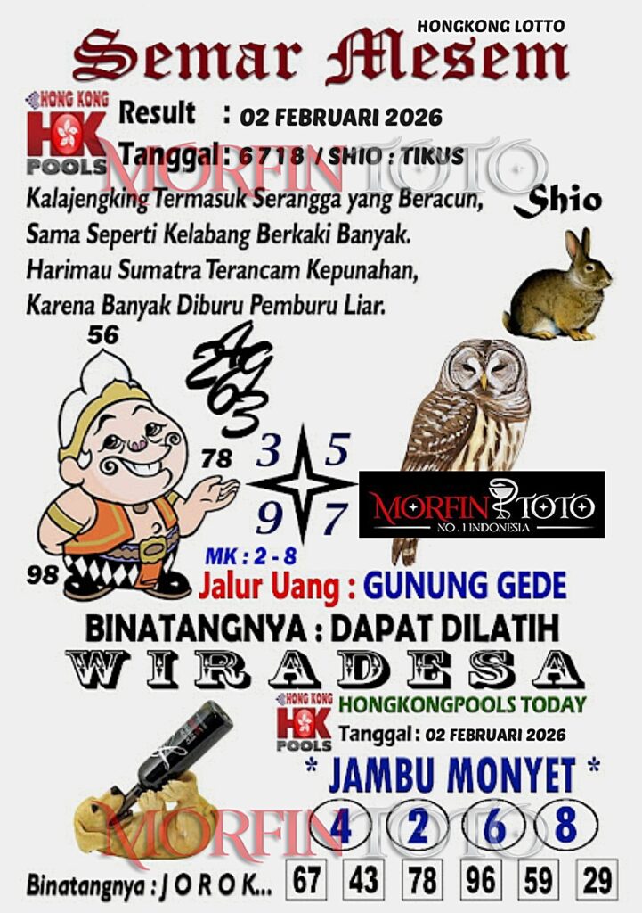 SYAIR TOGEL SEMAR MESEM  HONGKONG LOTTO 02 FEBRUARI 2026