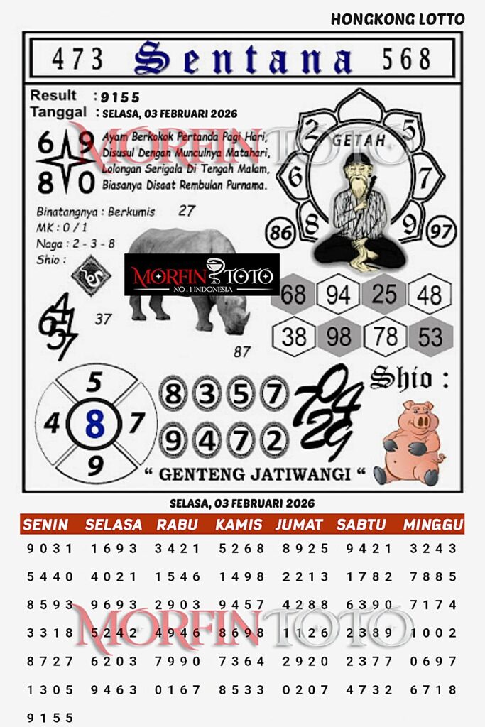 SYAIR TOGEL SENTANA  HONGKONG LOTTO 03 FEBRUARI 2026