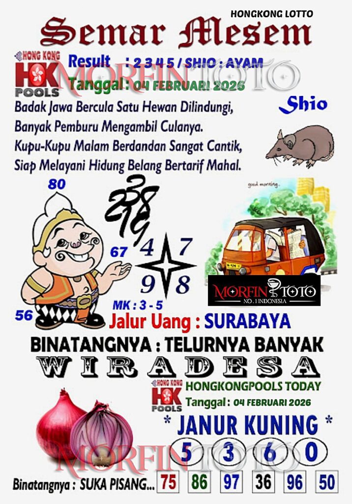 SYAIR TOGEL SEMAR MESEM  HONGKONG LOTTO 04 FEBRUARI 2026