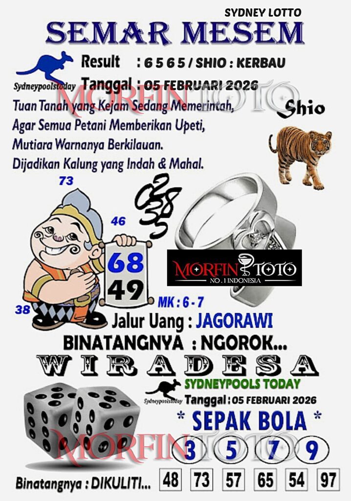 SYAIR TOGEL SEMAR MESEM SYDNEY LOTTO 05 FEBRUARI 2026