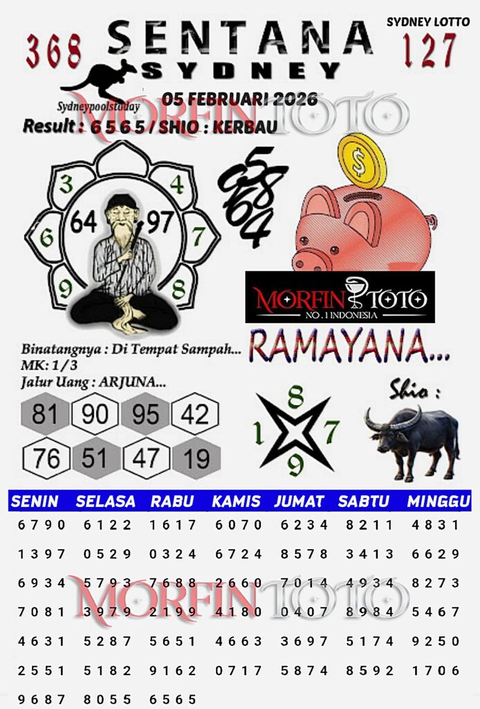 SYAIR TOGEL SENTANA SYDNEY LOTTO 05 FEBRUARI 2026