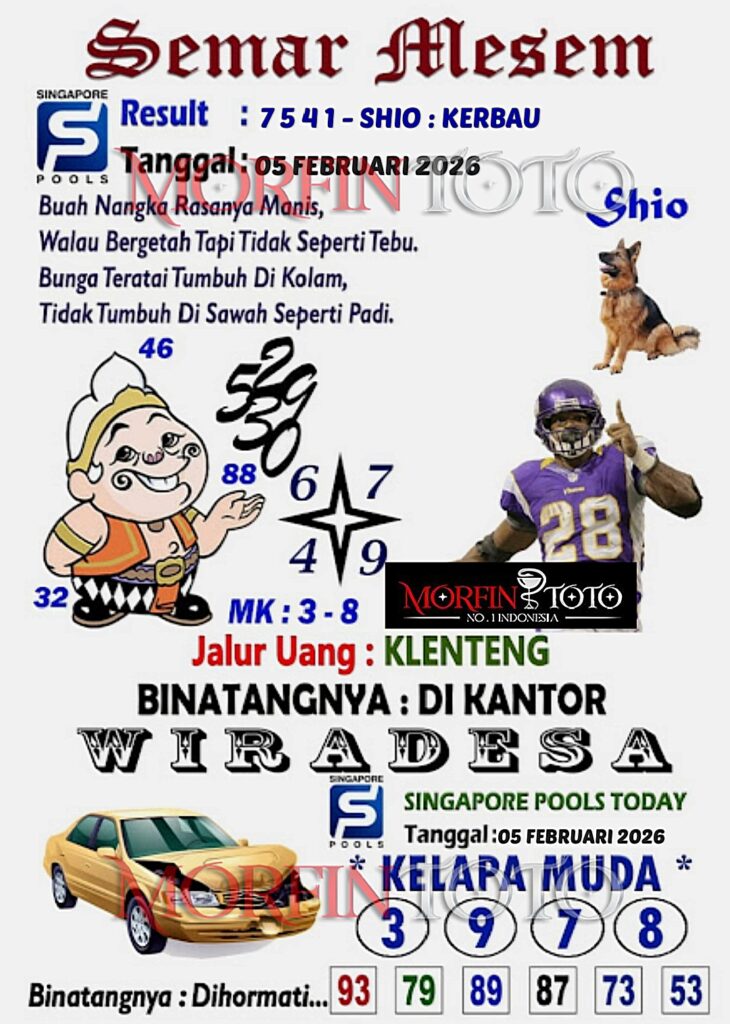 SYAIR TOGEL SINGAPORE SEMAR MESEM 05 POOLS 05 FEBRUARI 2026