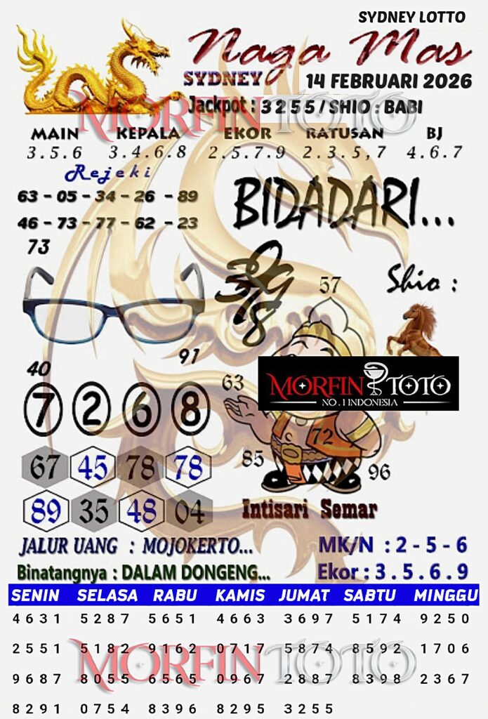 SYAIR TOGEL NAGA MAS SYDNEY LOTTO 14 FEBRUARI 2026