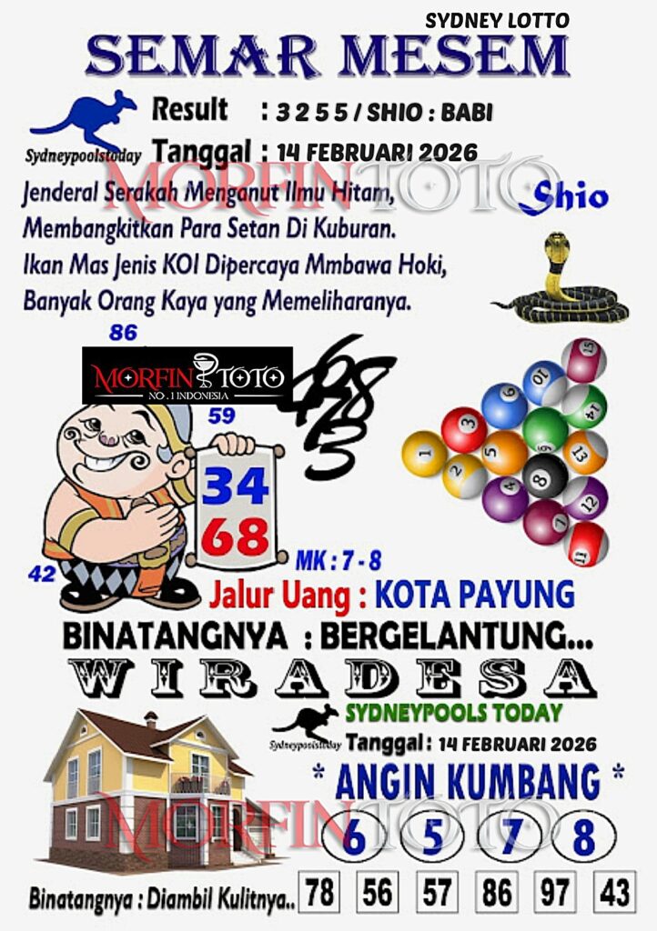 SYAIR TOGEL SEMAR MESEM SYDNEY LOTTO 14 FEBRUARI 2026