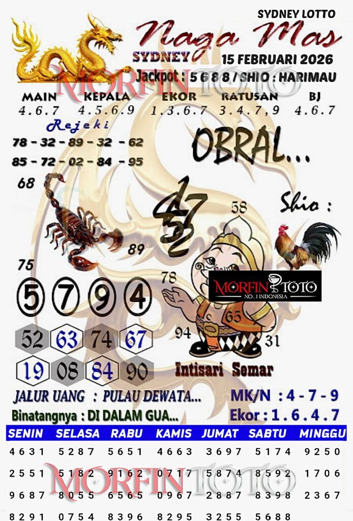 SYAIR TOGEL NAGA MAS SYDNEY LOTTO 15 FEBRUARI 2026