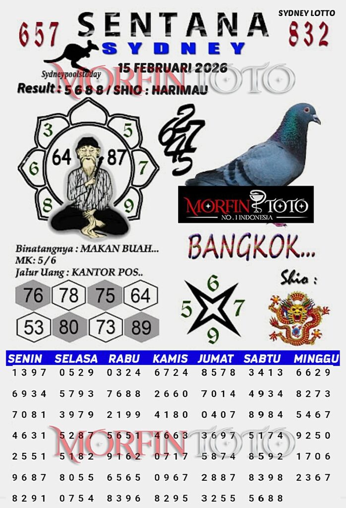 SYAIR TOGEL SENTANA SYDNEY LOTTO 15 FEBRUARI 2026