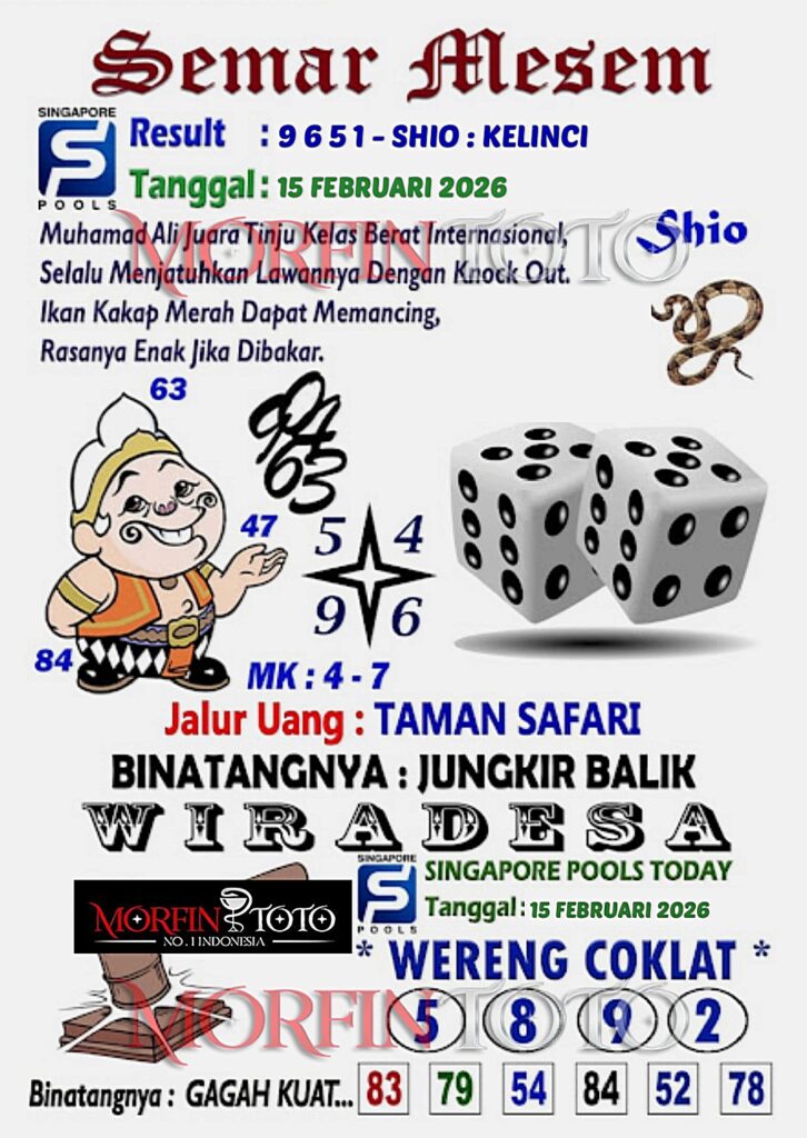 SYAIR TOGEL SINGAPORE SEMAR MESEM 15 FEBRUARI 2026