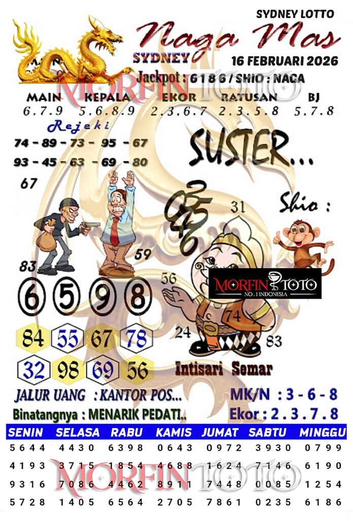 SYAIR TOGEL NAGA MAS SYDNEY LOTTO 16 FEBRUARI 2026