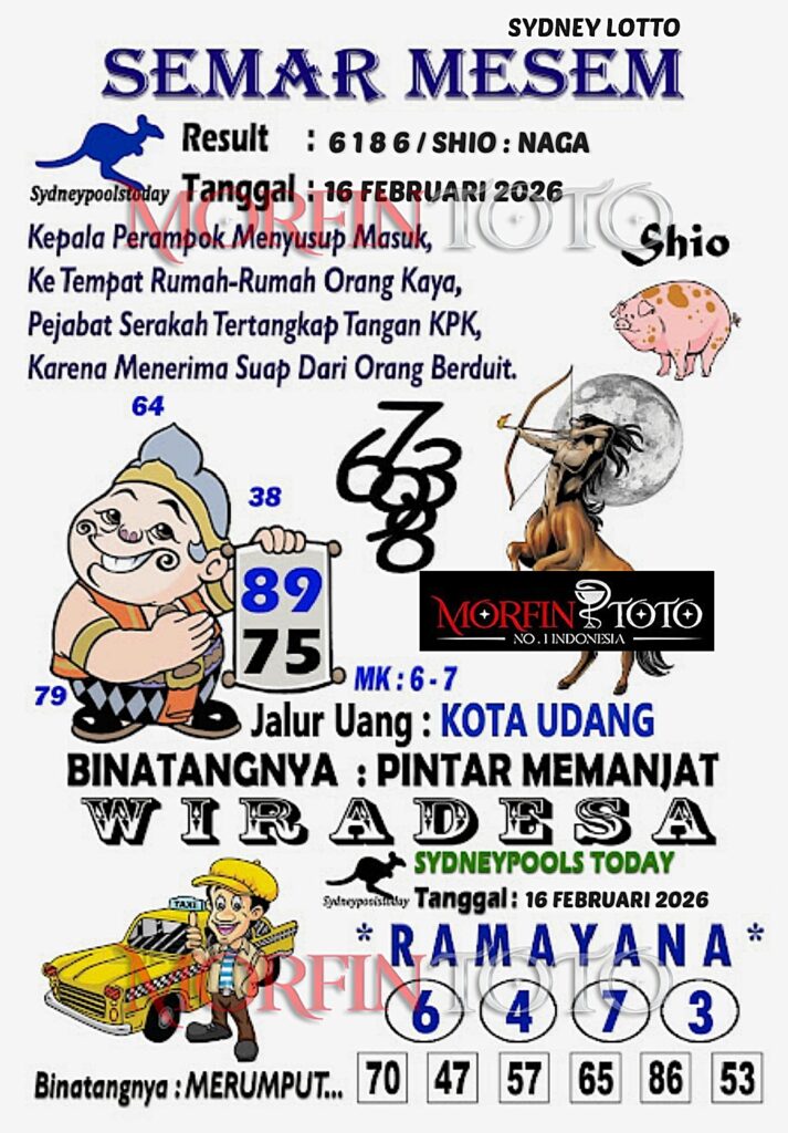 SYAIR TOGEL SEMAR MESEM SYDNEY LOTTO 16 FEBRUARI 2026