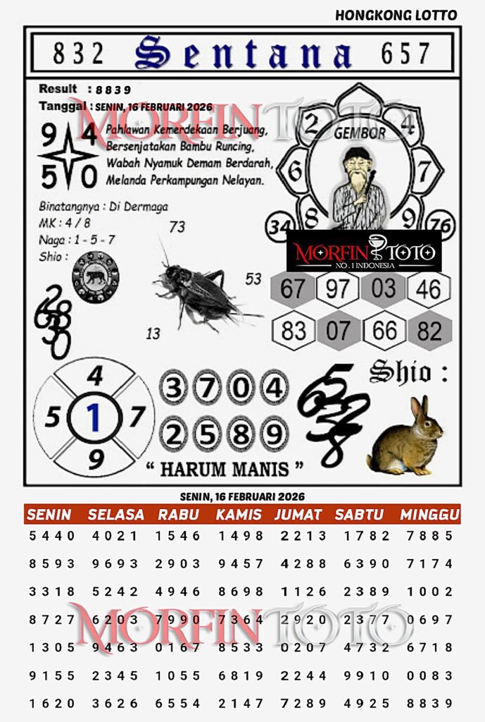 SYAIR TOGEL SENTANA HONGKONG LOTTO 16 FEBRUARI 2026