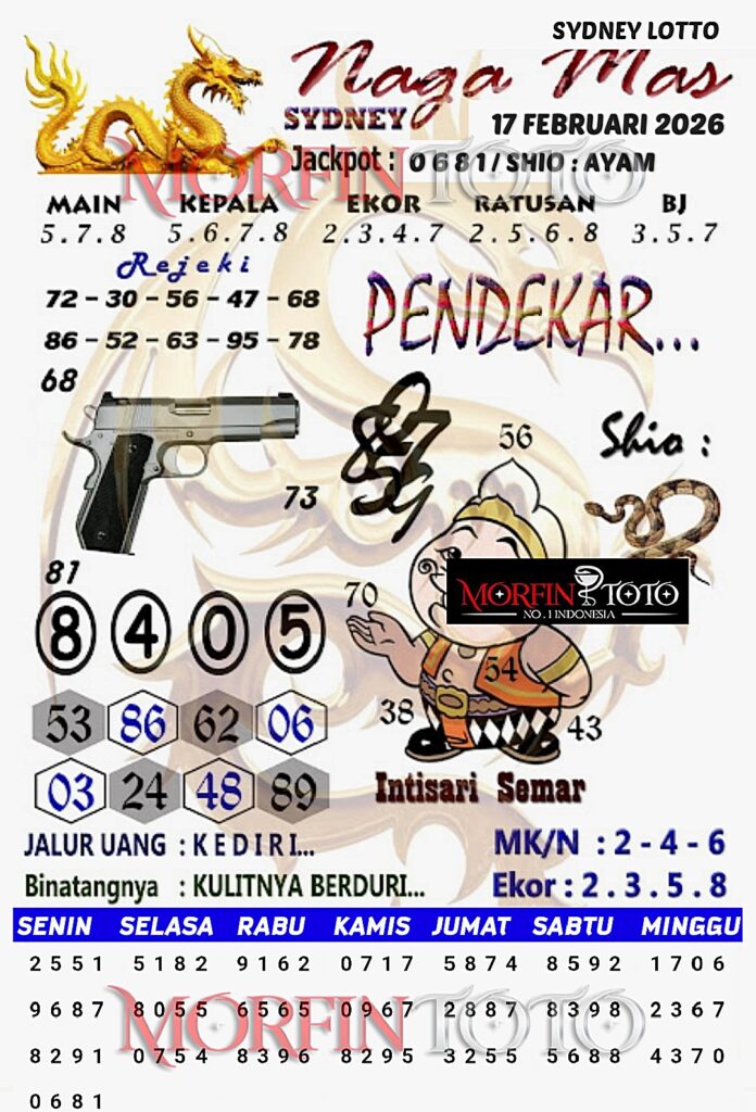 SYAIR TOGEL NAGA MAS SYDNEY LOTTO 17 FEBRUARI 2026