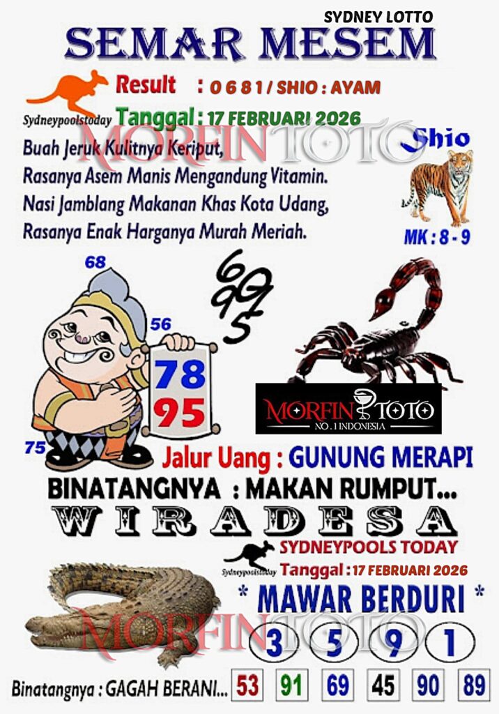 SYAIR TOGEL SEMAR MESEM SYDNEY LOTTO 17 FEBRUARI 2026