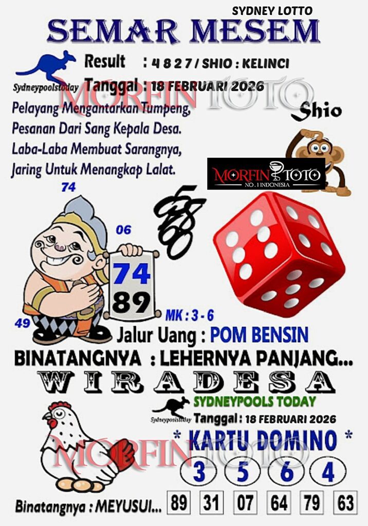 SYAIR TOGEL SEMAR MESEM SYDNEY LOTTO 18 FEBRUARI 2026
