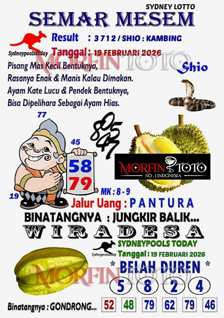 SYAIR TOGEL SEMAR MESEM SYDNEY LOTTO 19 FEBRUARI 2026