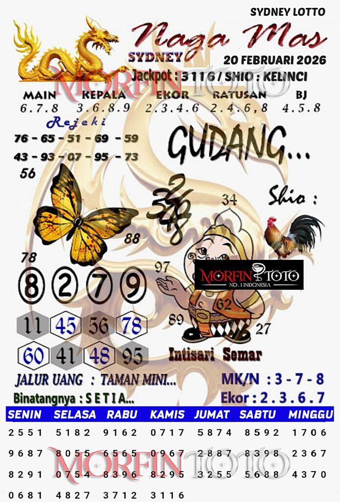 SYAIR TOGEL NAGA MAS SYDNEY LOTTO 20 FEBRUARI 2026