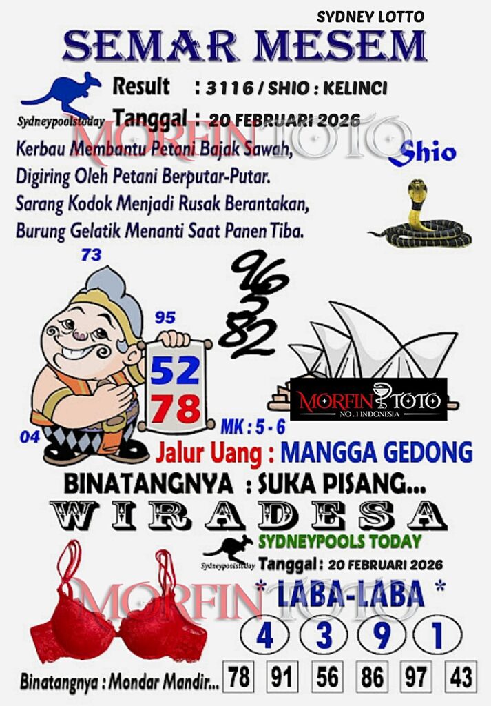SYAIR TOGEL SEMAR MESEM SYDNEY LOTTO 20 FEBRUARI 2026