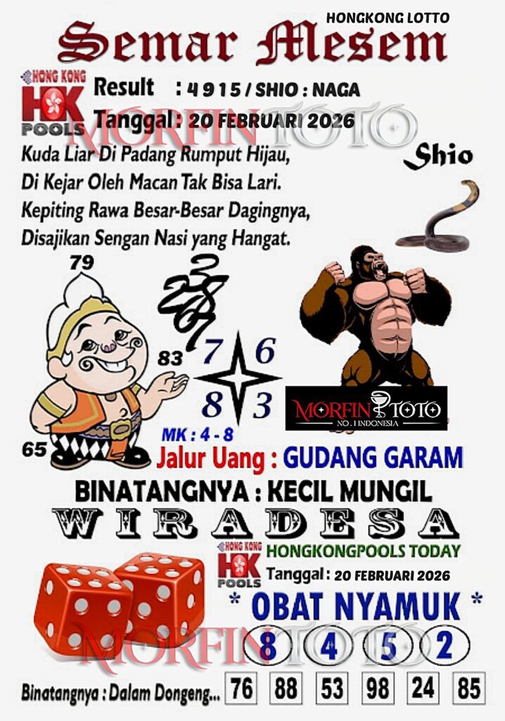 SYAIR TOGEL SEMAR MESEM  HONGKONG LOTTO 20 FEBRUARI 2026