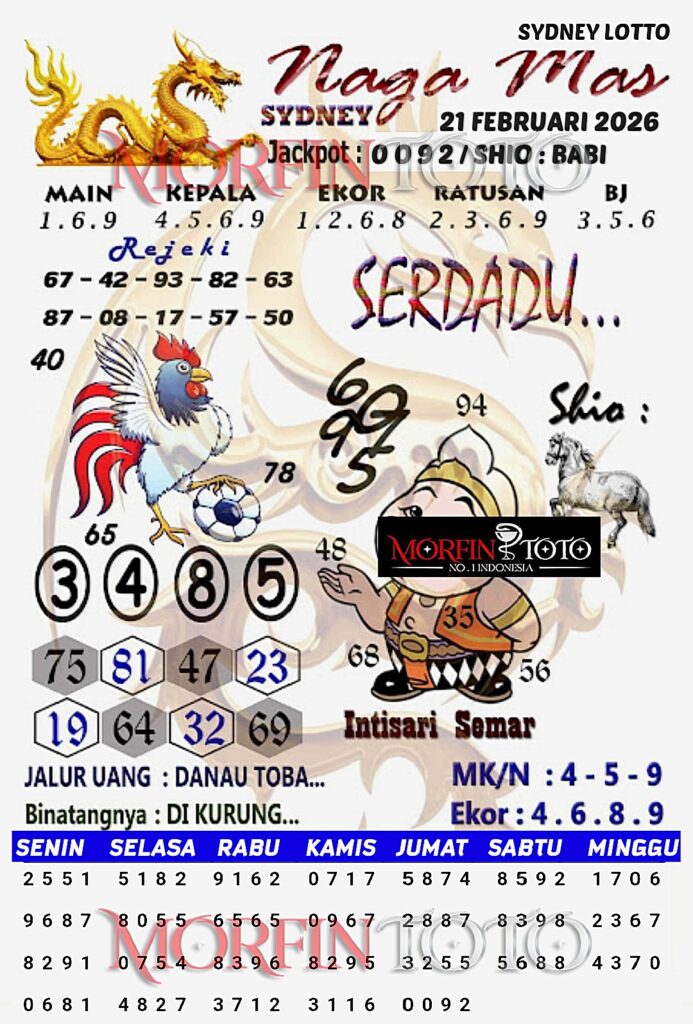 SYAIR TOGEL NAGA MAS SYDNEY LOTTO 21 FEBRUARI 2026