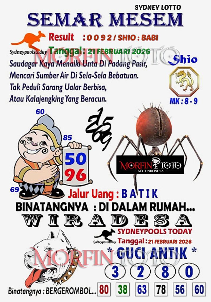 SYAIR TOGEL SEMAR MESEM SYDNEY LOTTO 21 FEBRUARI 2026