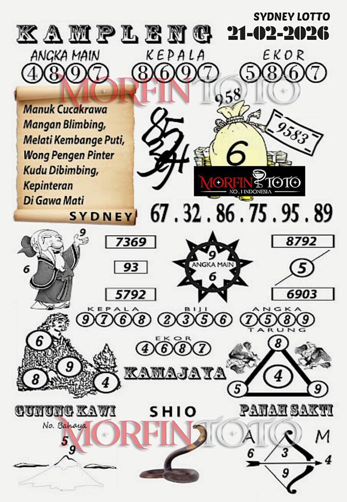 SYAIR TOGEL KAMPLENG SYDNEY LOTTO 21 FEBRUARI 2026
