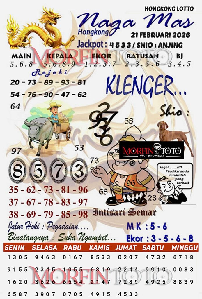 SYAIR TOGEL NAGA MAS  HONGKONG LOTTO 21 FEBRUARI 2026