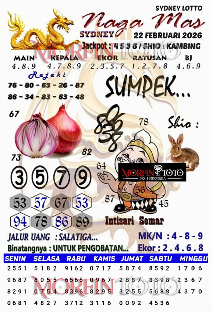 SYAIR TOGEL NAGA MAS SYDNEY LOTTO 22 FEBRUARI 2026